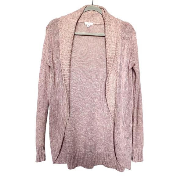 BP Nordstrom Lightweight Cotton Knit Open Front Shawl Cardigan Dusty Pink Sz XS - Picture 1 of 6